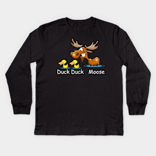 Funny Duck Duck Moose Graphic Kids Long Sleeve T-Shirt